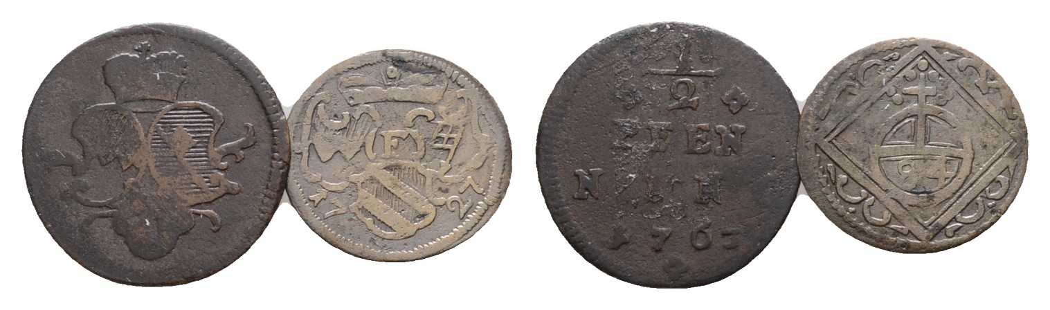  Altdeutschland; 2 Kleinmünzen 1763 / 1727   