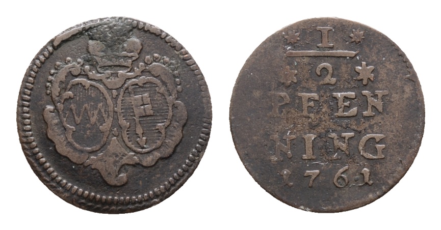  Altdeutschland; Kleinmünze 1761   