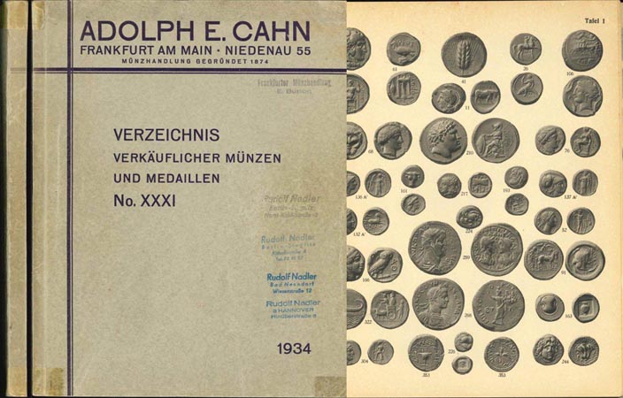  Adolph E. Cahn: Verzeichnis verkäuflicher Münzen und Medaillen; Frankfurt am Main 1934   