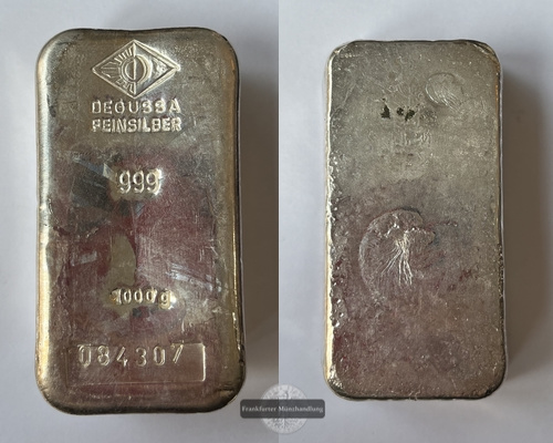  Deutschland DEGUSSA  Silberbarren 1000g FM-Frankfurt  Feinsilber: 1.000g   