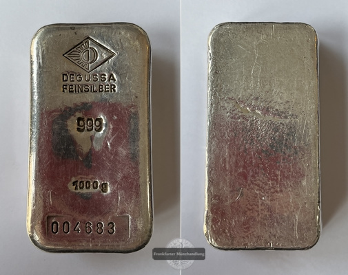  Deutschland DEGUSSA  Silberbarren 1000g FM-Frankfurt  Feinsilber: 1.000g   