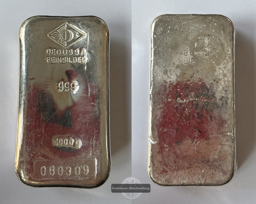  Deutschland DEGUSSA  Silberbarren 1000g FM-Frankfurt  Feinsilber: 1.000g   