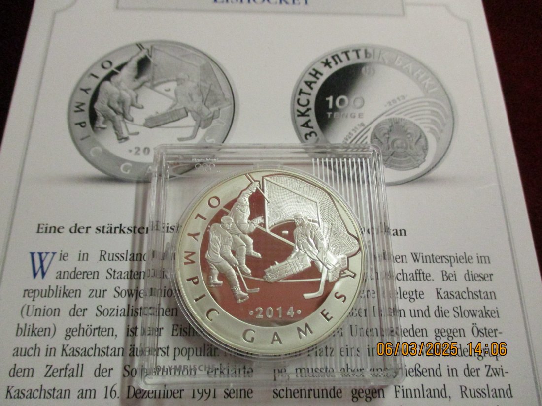  100 Tenge 2013 Kasachstan Olympischen Spiele Skeleton Silber 925er 31,1g rau / 1100524   