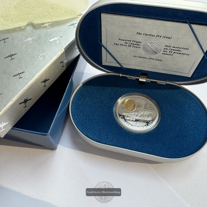  Kanada - 20 Dollar 1992 Curtiss JN-4 Canuck FM-Frankfurt KM#224 Feinsilber: 28,78g   