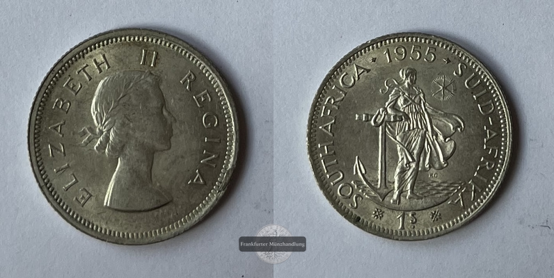  Südafrika 1 Shilling  1955 KM#49 FM-Frankfurt  Feinsilber: 14,14g   