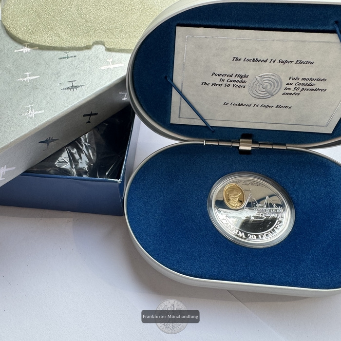  Kanada - 20 Dollar 1993 Lockheed 14 Super Electra FM-Frankfurt KM#237 Feinsilber: 28,78g   