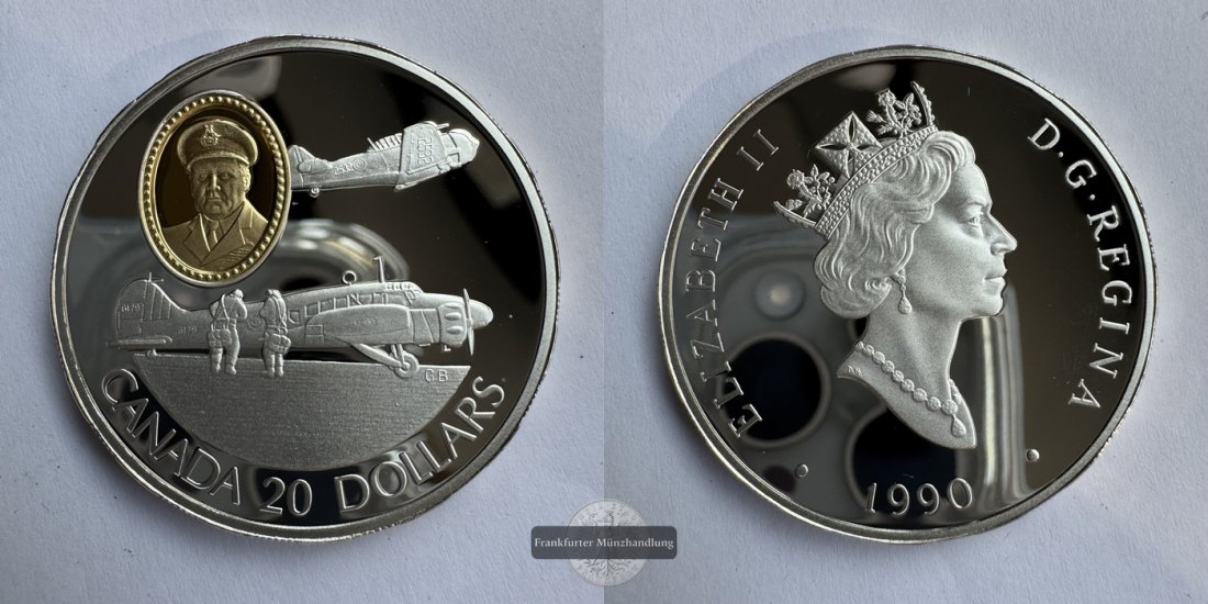  Kanada - 20 Dollar 1990 Avro Anson FM-Frankfurt KM#173 Feinsilber: 28,78g   