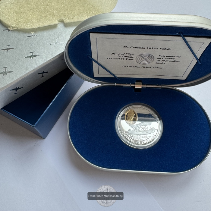  Kanada - 20 Dollar 1994 Canadian Vickers Vedette FM-Frankfurt KM#247 Feinsilber: 28,78g   