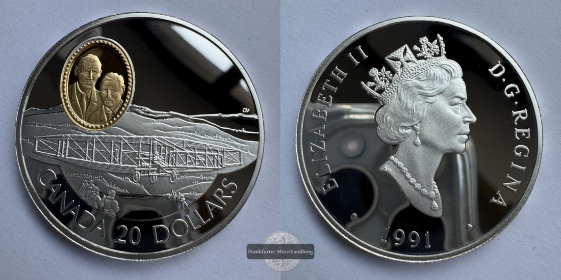  Kanada - 20 Dollar 1991 Silver Dart FM-Frankfurt KM#196 Feinsilber: 28,78g   