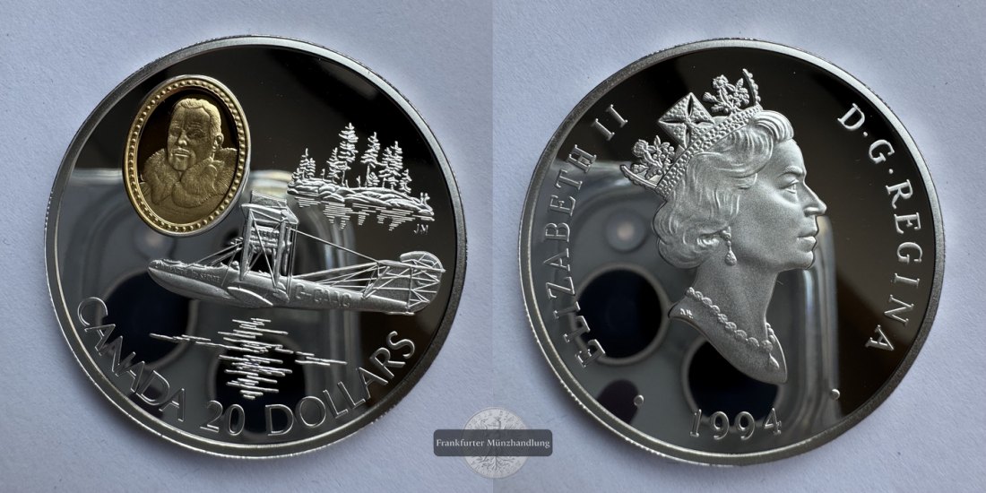  Kanada - 20 Dollar 1994 Curtiss HS-2L Seaplane FM-Frankfurt KM#246 Feinsilber: 28,78g   
