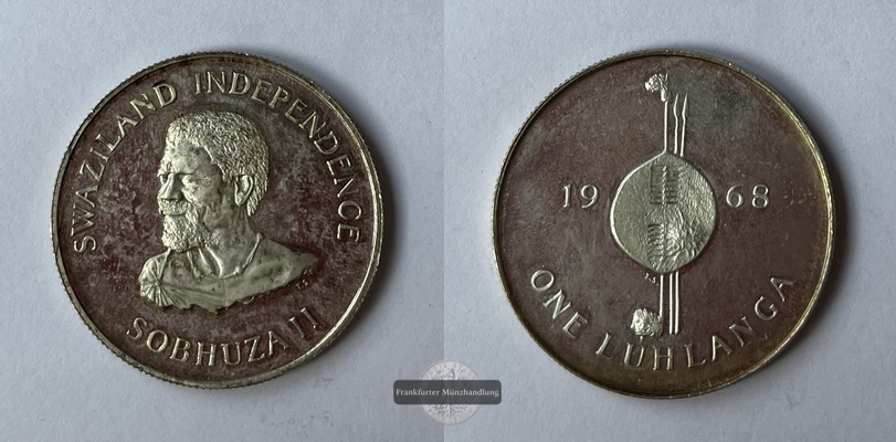  Eswatini Swaziland 1 Luhlanga Sobhuza II Independence 1968 KM#5 FM-Frankfurt Feinsilber: 12g   