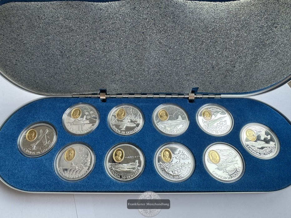  Kanada - Sammlung 10x 20 Dollar div. Jahre FM-Frankfurt Feinsilber: 287,8g   