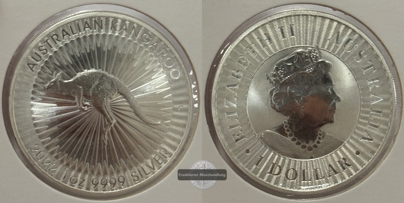  Australien - 1 Dollar Australisches Kangaroo  2022  FM-Frankfurt  Feingewicht: 31,1g   