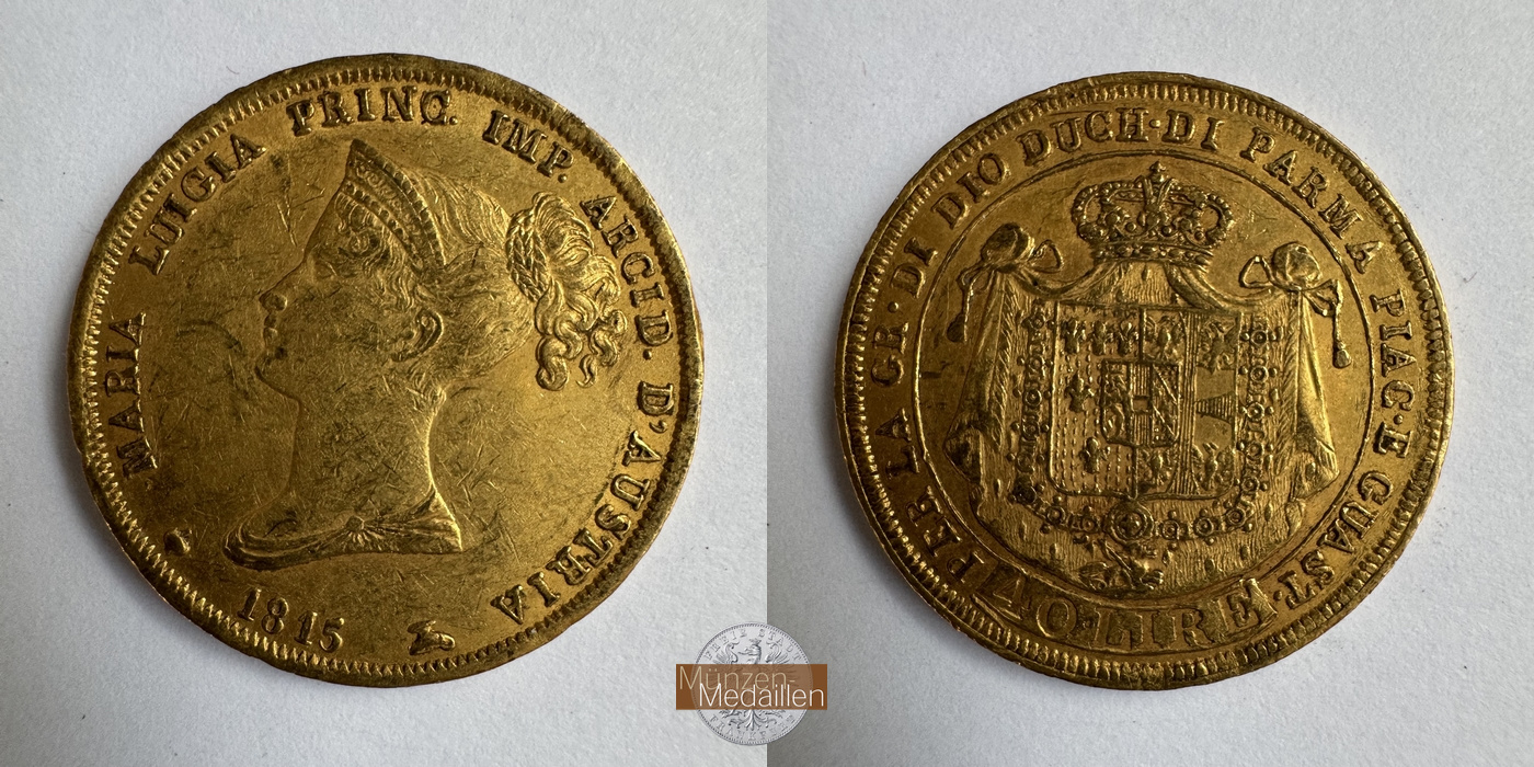 Italien, Maria Luigia MM-Frankfurt Fr#933 Feingold: 11,62g 40 Lire 1815 