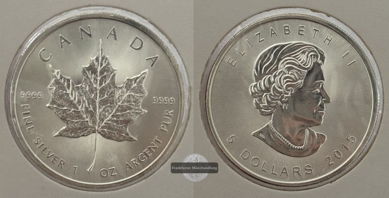  Kanada - 5 Dollar  2015  Maple Leaf   FM-Frankfurt    Feinsilber: 31g   