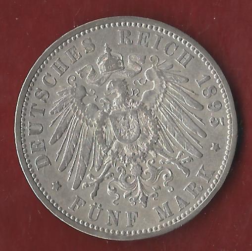  5 Mark Hessen 1895 ss Münzenankauf Koblenz Frank Maurer AI303   