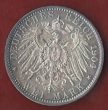  2 Mark Hessen 1904 vz Münzenankauf Koblenz Frank Maurer AI313   