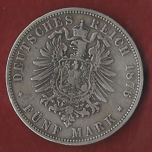  5 Mark Wilhelm I 1876 A Münzenankauf Koblenz Frank Maurer AI316   