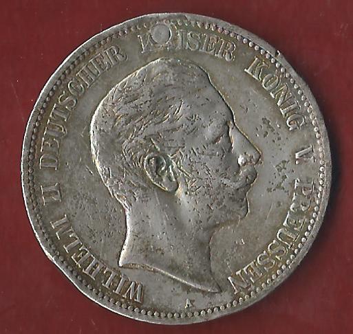  5 Mark Wilhelm II 1895 HKSP Münzenankauf Koblenz Frank Maurer AI318   