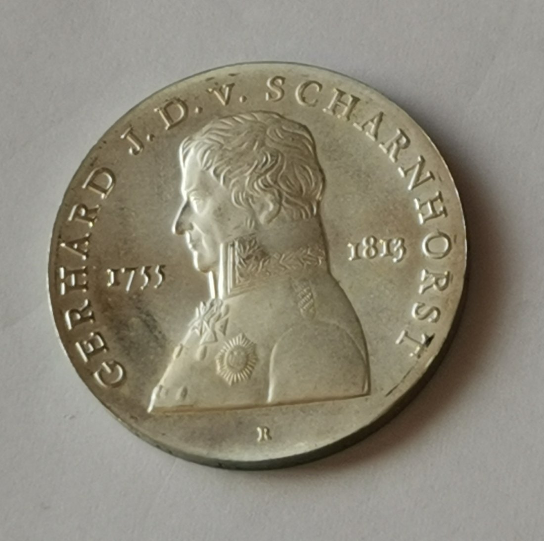 10 Mark DDR 225. Geburtstag von Gerhard Johann David von Scharnhorst 1980 Silber