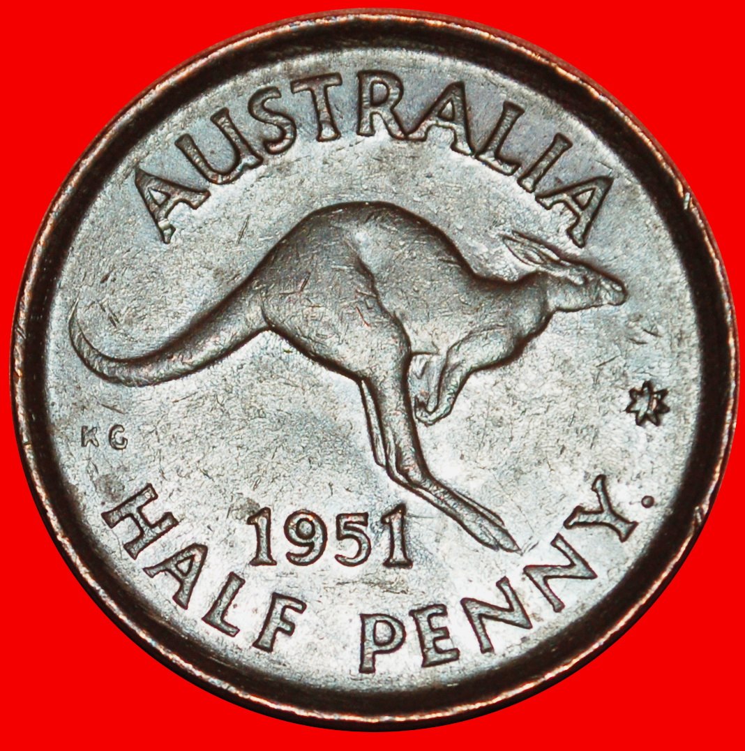 Ⰶ GEORG VI. (1937-1952): AUSTRALIEN ★ 1/2 PENNY 1951 PERTH! KÄNGURU OHNE INDIEN! ★OHNE VORBEHALT!