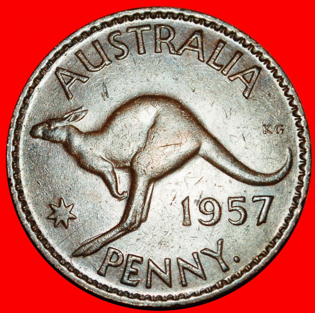 Ⰶ PERTH (1953-1964): AUSTRALIEN★1 PENNY 1957! KÄNGURU! ELISABETH II. (1952-2022)★OHNE VORBEHALT!