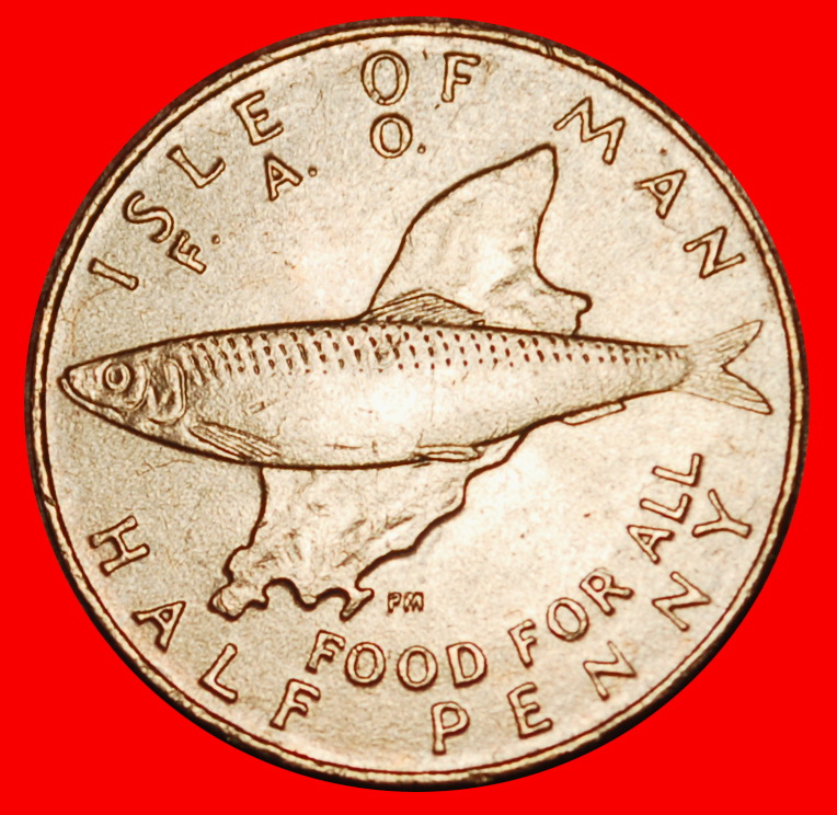 Ⰶ GROSSBRITANNIEN (1976-1979): INSEL MAN★1/2 PENCE 1977PM FAO★ELISABETH II 1953-2022★OHNE VORBEHALT!
