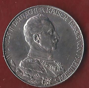  Preussen 2 Mark Kaiser in Uniform 1913 Münzenankauf Koblenz Frank Maurer AI326   