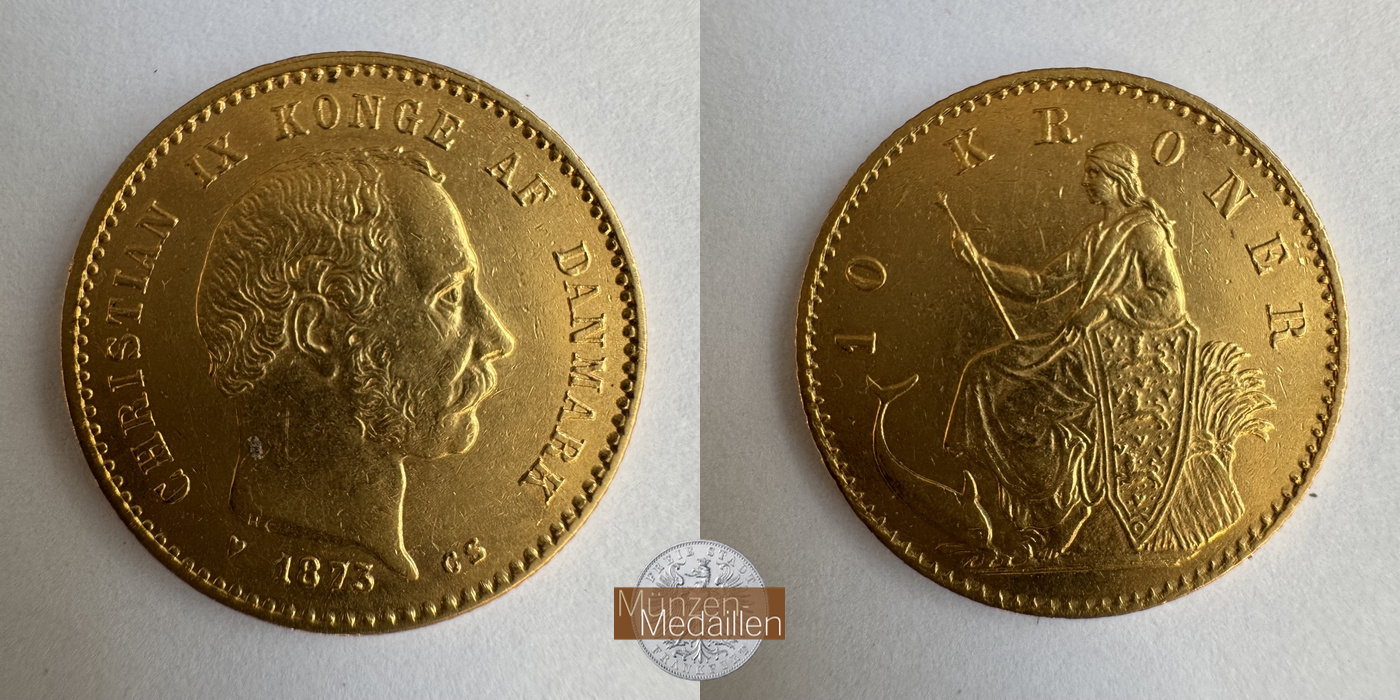 Dänemark, Christian IX. (1873-1906) MM-Frankfurt KM#790 Feingold: 4,03g 10 Kroner 1873 