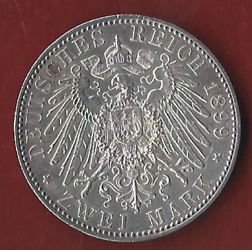  Preussen 2 Mark Wilhelm II 1899 Münzenankauf Koblenz Frank Maurer AI329   