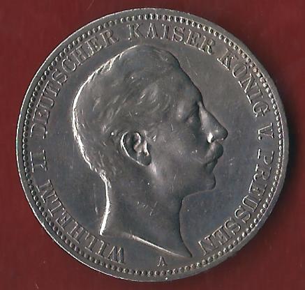  Preussen 3 Mark Wilhelm II 1912 Münzenankauf Koblenz Frank Maurer AI330   