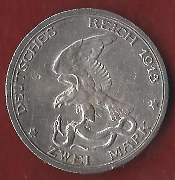  Preussen 2 Mark Befreiungskriege 1913 Münzenankauf Koblenz Frank Maurer AI337   