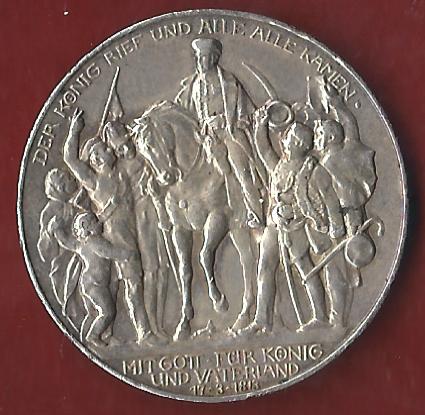  Preussen 3 Mark Befreiungskriege 1913 Münzenankauf Koblenz Frank Maurer AI341   