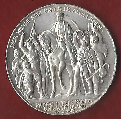  Preussen 3 Mark Befreiungskriege 1913 Münzenankauf Koblenz Frank Maurer AI342   