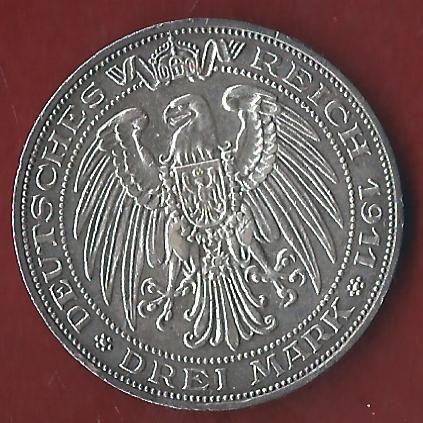  Preussen 3 Mark Uni Breslau 1911 Münzenankauf Koblenz Frank Maurer AI344   