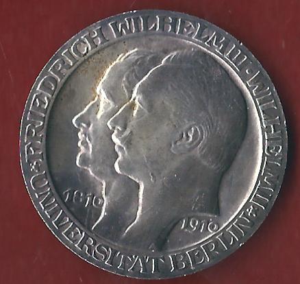  Preussen 3 Mark Uni Berlin 1910 Münzenankauf Koblenz Frank Maurer AI345   