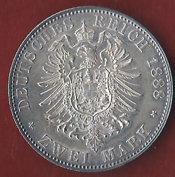  Preussen 2 Mark Friedrich III 1888 Münzenankauf Koblenz Frank Maurer AI346   