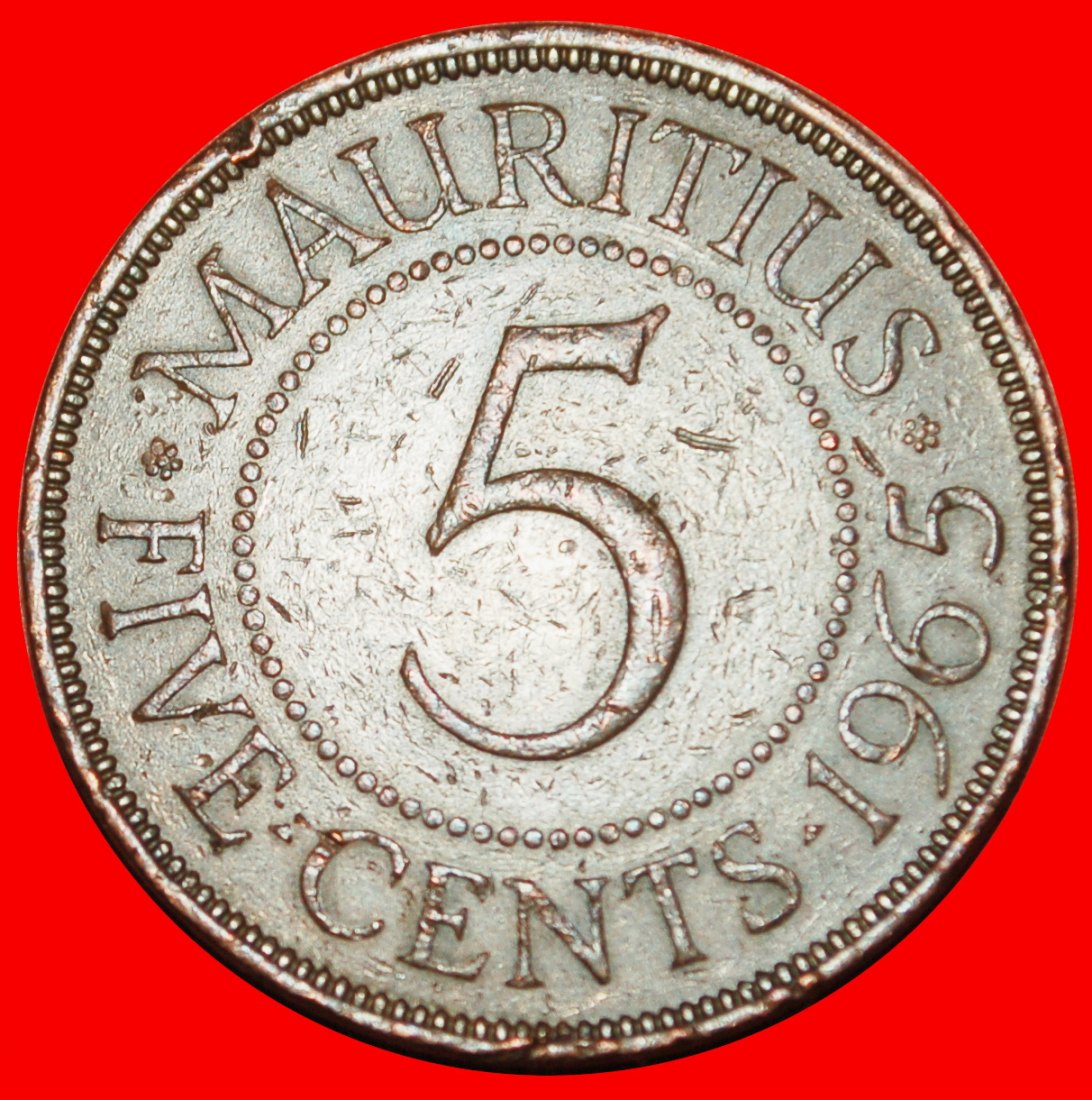 Ⰶ GREAT BRITAIN (1956-1978): MAURITIUS ★ 5 CENTS 1965! ELIZABETH II 1952-2022★LOW START★ NO RESERVE!