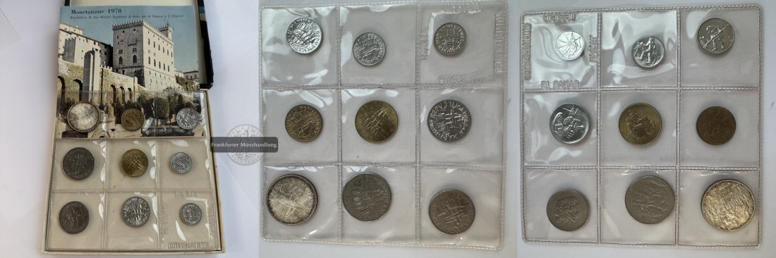  San Marino Monete Dello Stato 1978 (9 Münzen) Set  Blister  FM-Frankfurt Feinsilber: 9,19g   