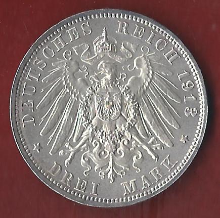  Sachsen 3 Mark 1913 Münzenankauf Koblenz Frank Maurer AI361   