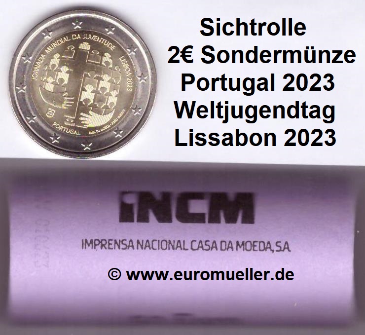 Portugal Rolle...2 Euro Gedenkmünze 2023...Weltjugendtag   