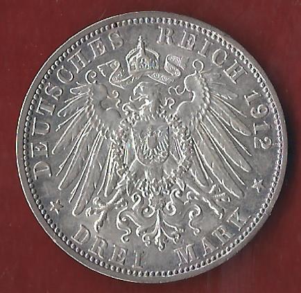  Baden 3 Mark 1912 Münzenankauf Koblenz Frank Maurer AI366   