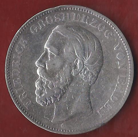  Baden 5 Mark 1876 Münzenankauf Koblenz Frank Maurer AI368   
