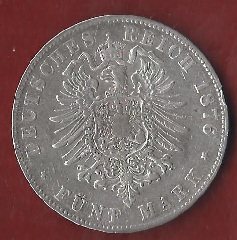 Baden 5 Mark 1876 Münzenankauf Koblenz Frank Maurer AI368   