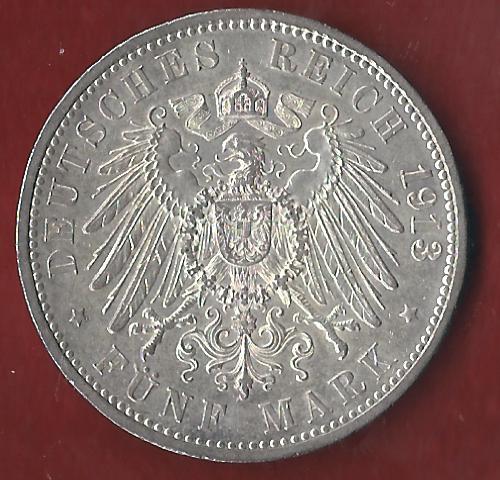  Baden 5 Mark 1913 Münzenankauf Koblenz Frank Maurer AI369   