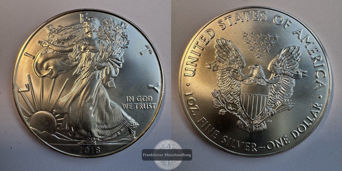  USA 1 Dollar 2018  Walking Liberty FM-Frankfurt KM#273 Feinsilber: 31g   