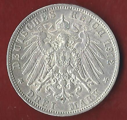  Baden 3 Mark 1912 Münzenankauf Koblenz Frank Maurer AI370   
