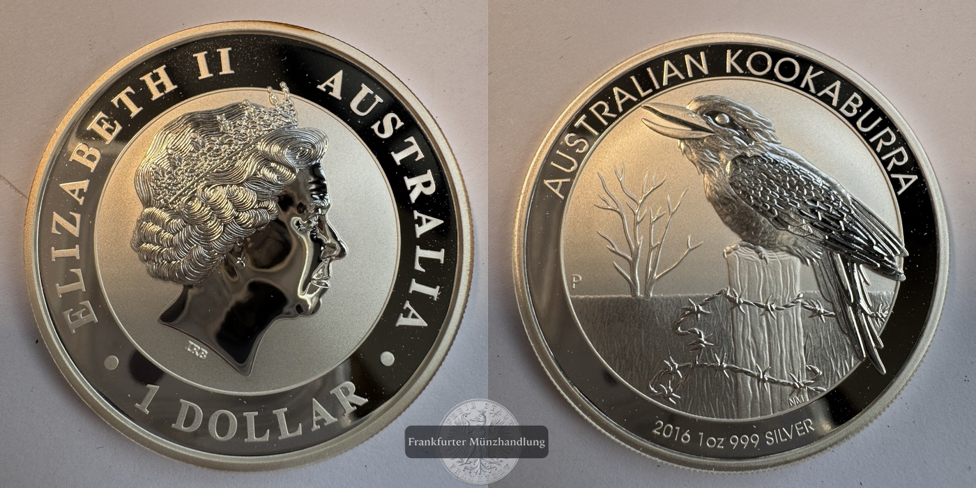 Australien,  1 Dollar 2016 Kookaburra  FM-Frankfurt KM#3238.1 Feinsilber: 31,1g   