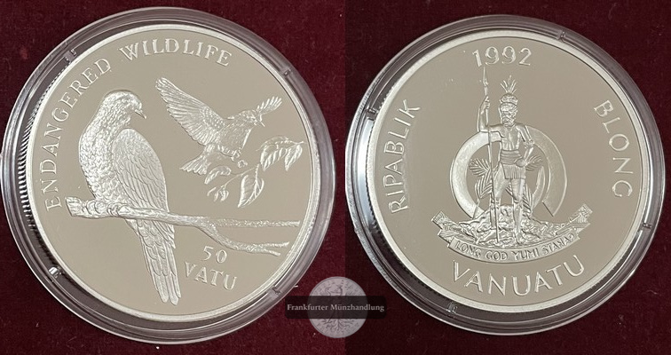  Vanuatu  50 Vatu  1992  Earth Pigeons   FM-Frankfurt    Feinsilber: 29,11g   
