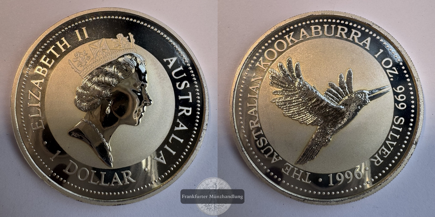  Australien 1 Dollar 1996  Kookaburra  FM-Frankfurt KM#289 Feinsilber: 31,1g   